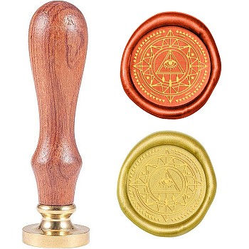 Wax Seal Stamp Set, Sealing Wax Stamp Solid Brass Head,  Wood Handle Retro Brass Stamp Kit Removable, for Envelopes Invitations, Gift Card, Eye Pattern, 83x22mm