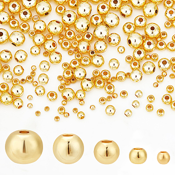 Elite 300Pcs 5 Styles Brass Beads, Long-Lasting Plated, Rondelle, Golden, 2~6x1.5~5mm, Hole: 0.8~1.6mm, 60pcs/style