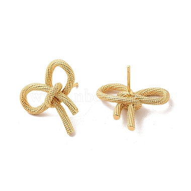 Rack Plating Brass Bowknot Stud Earrings for Women(EJEW-F308-02G)-2