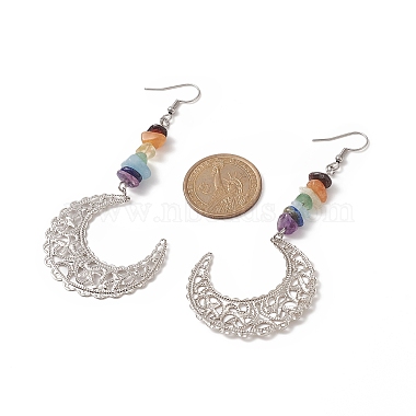 Natural Mixed Gemstone Chips Dangle Earrings(EJEW-JE05186)-2