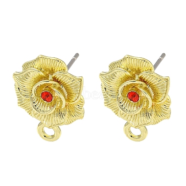 Golden Flower Alloy+Rhinestone Stud Earring Findings