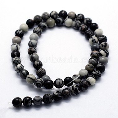 Chapelets de perles de pierre noire/soie noires naturelles(G-I199-11-10mm)-2