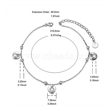 bracelet de cheville en argent sterling plaqué rhodium shegrace 925(JA81A)-2
