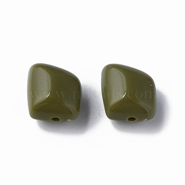 Dark Olive Green Polygon Acrylic Beads