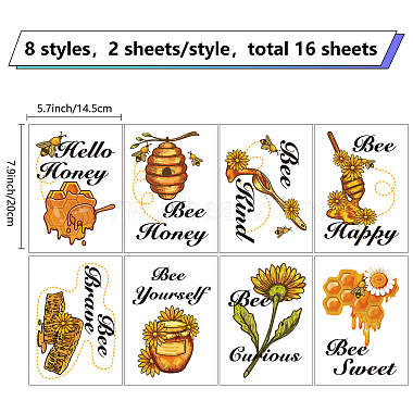 16 feuilles 8 styles autocollants muraux imperméables en pvc(DIY-WH0345-013)-2
