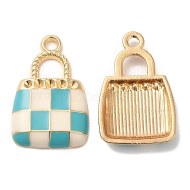 Golden Medium Aquamarine Bag Alloy+Enamel Pendants