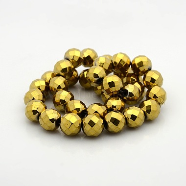 Faceted Round Non-magnetic Synthetic Hematite Beads Strands(G-P061-73-12mm-G)-2