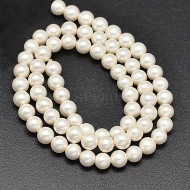 Round Shell Pearl Matte Surface Bead Strands(X-BSHE-M011-08-6mm)-2
