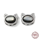 Cat Shape Rhodium Plated 925 Sterling Silver Beads(STER-D005-01P)-1