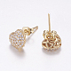 Brass Micro Pave Cubic Zirconia Stud Earrings(X-EJEW-F125-08G)-2