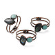 Natural Amazonite & Labradorite Hinged Bangles(BJEW-A015-02R)-1