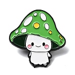 Mushuroom Enamel Pins, Alloy Lapel Pin Backs for Backpack Clothes, Lime, 33x31.5mm(JEWB-I055-02EB-01)