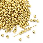 Plating Acrylic Beads, Round, Golden Plated, 4mm, Hole: 1mm, about 14000pcs/500g(PL681-2)