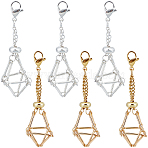 10Pcs 2 Colors Brass Macrame Pouch Empty Stone Holder Pendant Decoration, with 304 Stainless Steel Clasps, Golden & Silver, 55mm, 5pcs/color(HJEW-SC0001-85)