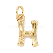 Brass Pendants, with Jump Ring, Golden, Letter Charm, Letter H, 12x8x2mm, Hole: 3mm(KK-K165-04H)