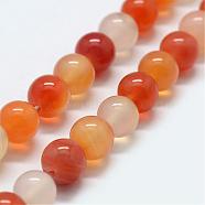 Chapelets de perles d'agate naturelle, teints et chauffée, ronde, 8~8.5mm, Trou: 1mm, Environ 48 pcs/chapelet, 15.1 pouce(G-F417-01-8mm)