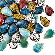 200G Handmade Porcelain Cabochons, Mosaic Tiles, Mixed Color, Teardrop, 28.5~29x19x6mm(PORC-SP0001-03B)