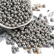 Imitation Jade Glass Seed Beads, Luster, Baking Paint, Round, Dark Gray, 5.5x3.5mm, Hole: 1.5mm(SEED-Z001-A-B08)