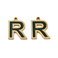 Ion Plating(IP) 316 Stainless Steel Pendants, Nickel Free, with Enamel, Letter Charm, Real 18K Gold Plated, Letter R, 17x13x2mm, Hole: 1.4mm(STAS-U014-28G-18)