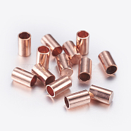 Brass Cord Ends, End Caps, Column, Rose Gold, 5x3mm, Inner Diameter: 2mm(KK-K192-09RG)