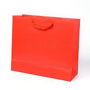 Kraft Paper Bags, with Handles, Gift Bags, Shopping Bags, Rectangle, Red, 28x32x11.5cm(AJEW-F005-04-C)