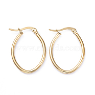201 Stainless Steel Hoop Earrings, with 304 Stainless Steel Pins, Oval, Golden, 27.5x20.5x2mm, 12 Gauge, Pin: 1x0.7mm(EJEW-I245-03F)