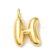 Brass Pendants, Real 18K Gold Plated, Letter H, 19x13x5.5mm, Hole: 3.3mm(KK-K354-01G-H)