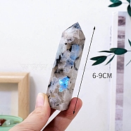 Point Tower Natural Moonstone Home Display Decoration, Healing Stone Wands, for Reiki Chakra Meditation Therapy Decors, Hexagon Prism, 70~90mm(PW-WG65206-02)