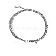 Men's Constellation Titanium Steel Necklace, Cable & Curb Chains Double Layer Necklace, Sagittarius, 20.08~31.50 inch(51~80cm)(PW-WG28588-03)