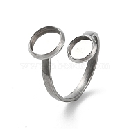 Non-Tarnish 304 Stainless Steel Open Cuff Ring Findings, Pad Ring Setting, Flat Round, Stainless Steel Color, Inner Diameter: 17mm, Tray: 8mm & 6mm(X-STAS-E124-05E-P)