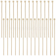 100Pcs  Brass Ball Head Pins, Real 18K Gold Plated, Real 18K Gold Plated, 35x0.6mm(IFIN-BBC0001-01)