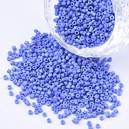 Glass Cylinder Beads, Seed Beads, Baking Paint, Round Hole, Cornflower Blue, 1.5~2x1~2mm, Hole: 0.8mm, about 8000pcs/bag, about 85~95g/bag(SEED-Q036-01A-D03)