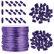 Elite DIY Jewerly Making Kits, including Nylon Braided String Threads and Plastic Breakaway Clasps, Medium Purple(DIY-PH0008-32)