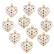 10Pcs Eco-Friendly Brass Micro Pave Cubic Zirconia with Enamel Pendants, Long-Lasting Plated, Lead Free & Cadmium Free & Nickel Free, Real 18K Gold Plated, Heart, Colorful, 18x18x4mm, Jump Ring: 5x0.5mm, 3mm Inner Diameter(KK-SZ0005-77)