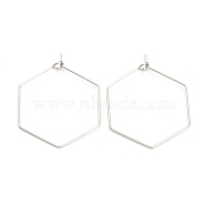 304 Stainless Steel Earring Settings, Hexagon, Stainless Steel Color, 32x25x3.5mm, Hole: 1.8mm, 21 Gauge, Pin: 0.7mm(STAS-J037-04B-P)