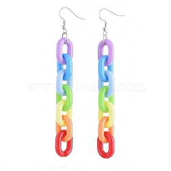 Dangle Earrings, with Acrylic Cable Chains and Brass Earring Hook, Platinum, 105mm, Pin: 0.6mm(X-EJEW-JE04071)