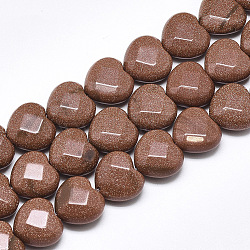 Synthetic Goldstone Beads Strands, Faceted, Heart, 10x10x5mm, Hole: 1.2mm, about 20pcs/strand, 7.4 inch(G-S357-E01-18)