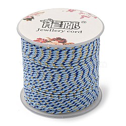 4-Ply Polycotton Cord, Handmade Macrame Cotton Rope, with Gold Wire, for String Wall Hangings Plant Hanger, DIY Craft String Knitting, Light Sky Blue, 1.5mm, about 21.8 yards(20m)/roll(OCOR-Z003-C26)