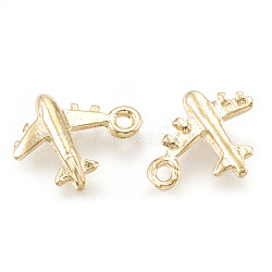 Brass Airliner Charms, Real 18K Gold Plated, Passenger Airplane, 9.5x11.5x2mm, Hole: 1.2mm(KK-S348-010)