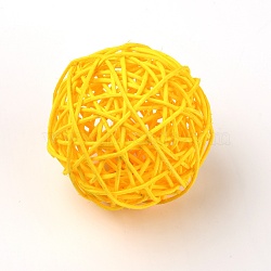 Wicker Rattan Balls, Decorative Orbs Vase Fillers, for Craft, Party, Valentine's Day, Wedding Table Decoration, Yellow, 70~75mm(AJEW-WH0231-17C-01)