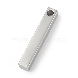 304 Stainless Steel Pendants, Rectangle/Bar, Stainless Steel Color, 30x5x5mm, Hole: 3mm(STAS-G208-04P)