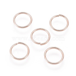 304 Stainless Steel Open Jump Rings, Rose Gold, 18 Gauge, 10x1mm, Inner Diameter: 8mm(STAS-O098-02RG-07)