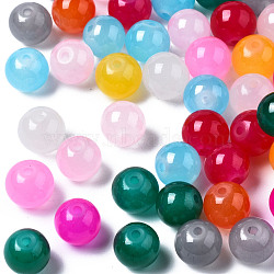 Baking Painted Glass Beads, Imitation Jade, Round, Mixed Color, 8x7.5mm, Hole: 1.2~1.5mm(DGLA-N033-08)
