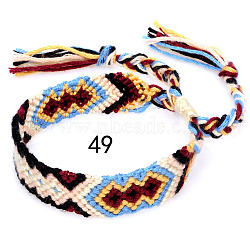 Cotton Braided Rhombus Pattern Cord Bracelet, Ethnic Tribal Adjustable Brazilian Bracelet for Women, Beige, 5-7/8~14-1/8 inch(15~36cm)(FIND-PW0013-003A-49)