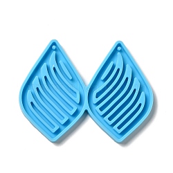 DIY Teardrop with Stripe Pendant Silicone Molds, Resin Casting Molds, for UV Resin & Epoxy Resin Jewelry Making, Deep Sky Blue, 53x69x4mm, Hole: 2mm, Inner Diameter: 48.5x32mm(DIY-I099-36)