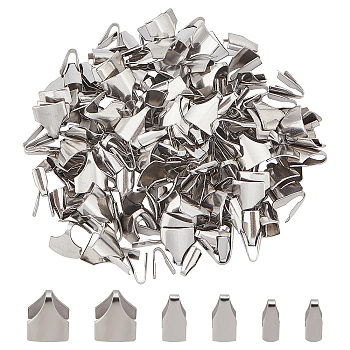 304 Stainless Steel Cord Ends, End Caps, Stainless Steel Color, 7~9x3~8mm, 180pcs/box