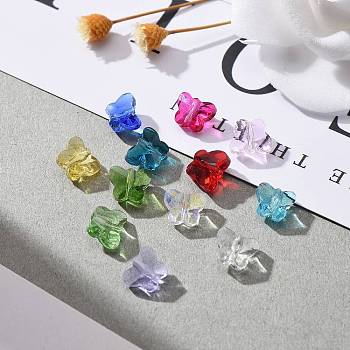 72Pcs 12 Colors Transparent Birthstone Glass Beads, Faceted, Butterfly, Mixed Color, 6.5x8x5.5mm, Hole: 1mm, 12 colors, 6pcs/color, 72pcs/Box