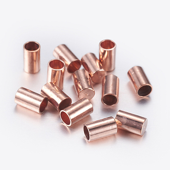 Brass Cord Ends, End Caps, Column, Rose Gold, 5x3mm, Inner Diameter: 2mm