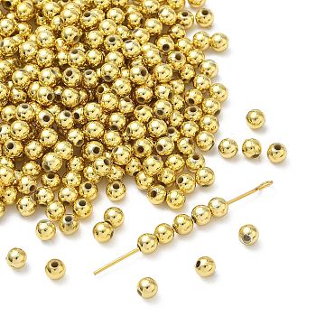 Plating Acrylic Beads, Round, Golden Plated, 4mm, Hole: 1mm, about 14000pcs/500g