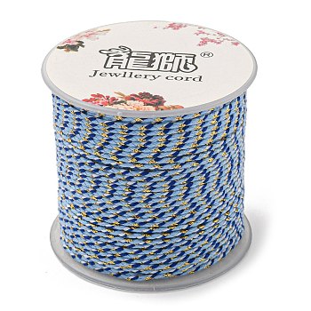 4-Ply Polycotton Cord, Handmade Macrame Cotton Rope, with Gold Wire, for String Wall Hangings Plant Hanger, DIY Craft String Knitting, Light Sky Blue, 1.5mm, about 21.8 yards(20m)/roll